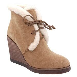 Splendid Women Winter Bootie Catalina US 6 Brown Suede Fleece Lined Wedge